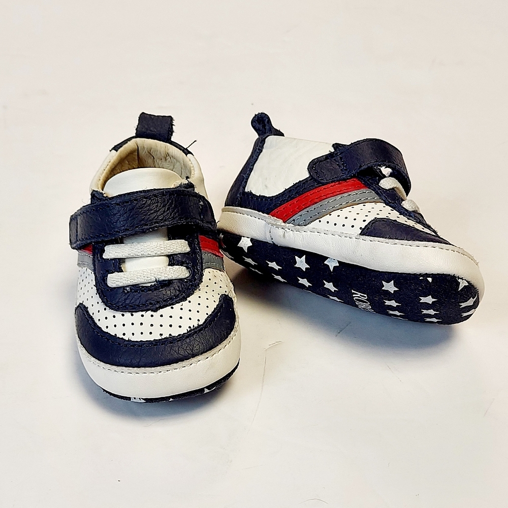 Robeez Leather Booties Crib Shoes 0- 3 Months  Everyday Ethan Sneakers Navy